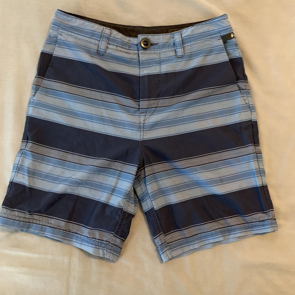 Volcom Shorts Mens 27 Blue Striped Frickin Cross Shred Mix Hybrid Boardshorts